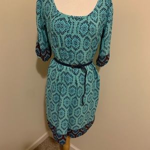 New turquoise print dress